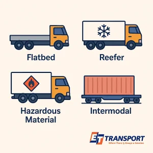 Types of freight equipment used by ET Transport