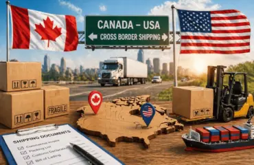 Cargo shipment across the Canada-US border