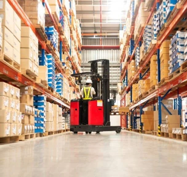 Worker organizing cross-border shipping material