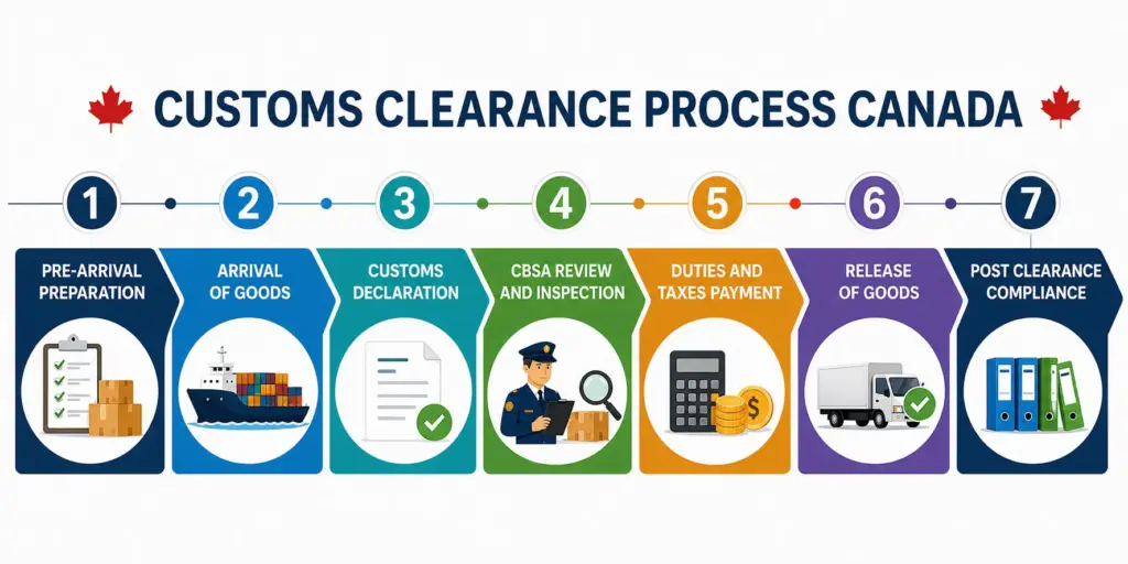 Steps of the customs clearance process in Canada